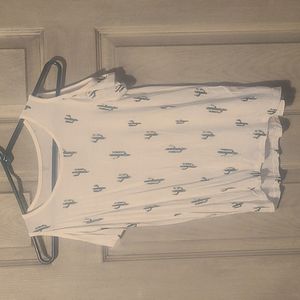 Open shoulder cactus print top